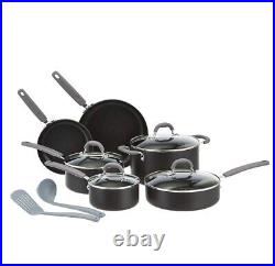 Hard Anodized Non-Stick 12-Piece Cookware Set, Grey Pots, Pans and Utensils