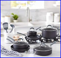 Hard Anodized Non-Stick 12-Piece Cookware Set, Grey Pots, Pans and Utensils