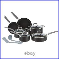 Hard Anodized Non-Stick 12-Piece Cookware Set, Grey Pots, Pans and Utensils