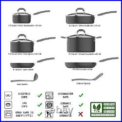 Hard Anodized Non-Stick 12-Piece Cookware Set, Grey Pots, Pans and Utensils