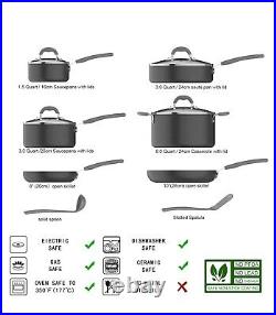 Hard Anodized Non-Stick 12-Piece Cookware Set, Grey Pots, Pans and Utensils