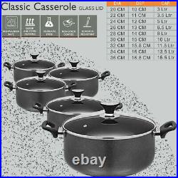 Induction Casserole Pots Non Stick Saucepan Pans Cookware Dish Deep With Lid UK