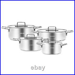 Induction Cookware Set, 8 Piece, Karaca Arya, Stainless Steel, Silver