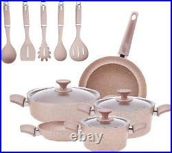 Induction Cookware and Kitchen Utensil Set, Karaca Biogranite 13 Piece, Rose