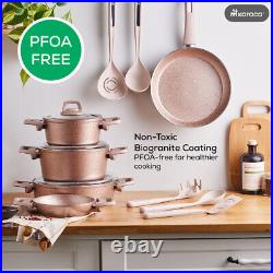 Induction Cookware and Kitchen Utensil Set, Karaca Biogranite 13 Piece, Rose