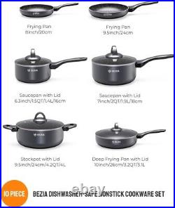 Induction Hob Pan Set, Pots and Pans Set Nonstick 10 Piece Non Stick Cookware