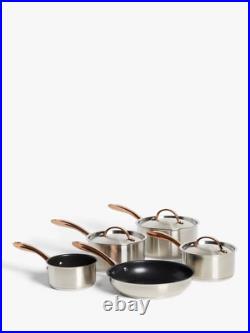 John lewis Copper Features Pan Set 5 Piece RRP £190 16cm, 18cm, 20cm, 24cm