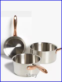 John lewis Copper Features Pan Set 5 Piece RRP £190 16cm, 18cm, 20cm, 24cm