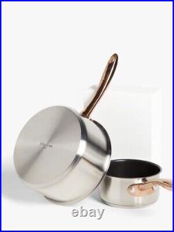 John lewis Copper Features Pan Set 5 Piece RRP £190 16cm, 18cm, 20cm, 24cm