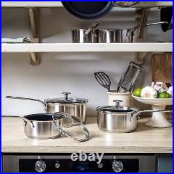 KitchenAid Stainless Steel PFAS Free 3 Piece Cookware Saucepan Set