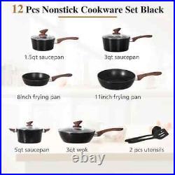 Kitchen Academy 12 Piece Nonstick Pots and Pans Set, Induction Cookware Set