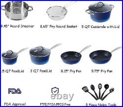 Kitchen Academy 15 Pieces Non-Stick Cookware Set, Nonstick Induction