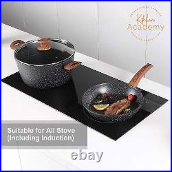 Kitchen Academy Induction Cookware Set-17 Piece Non-stick Cooking Pan Set, Black