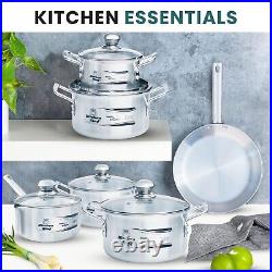 Kitchen King Pots and Pans Cookware Set with Lids Induction Compatible