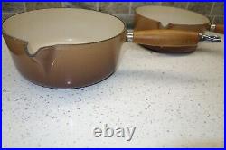 LE CREUSET Cast Iron 5 Saucepan Set. Hazel Nut Brown. Used LE CREUSET