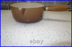 LE CREUSET Cast Iron 5 Saucepan Set. Hazel Nut Brown. Used LE CREUSET