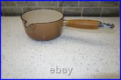 LE CREUSET Cast Iron 5 Saucepan Set. Hazel Nut Brown. Used LE CREUSET