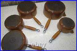 LE CREUSET Cast Iron 5 Saucepan Set. Hazel Nut Brown. Used LE CREUSET