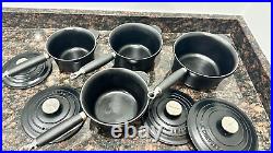 Le Creuset Cast Iron Black Pan Set (Large & Small) with Handles and Lids