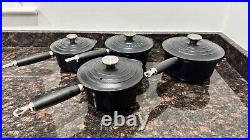 Le Creuset Cast Iron Black Pan Set (Large & Small) with Handles and Lids