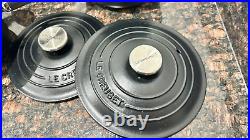 Le Creuset Cast Iron Black Pan Set (Large & Small) with Handles and Lids