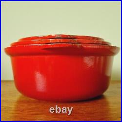 Le Creuset Red Cast Iron Saucepan Pots 18 22 26 Set of 3 Vintage