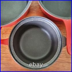 Le Creuset Red Cast Iron Saucepan Pots 18 22 26 Set of 3 Vintage