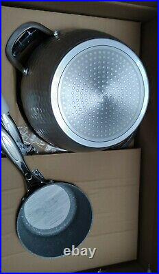 LovoIn 11-Piece Non-Stick Pot & Pan Cookware Set, Set, Hammered Marble (Grey)