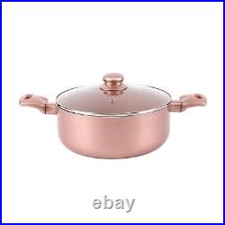 Luxury Cookware Pan Set of 8 Pans Casserole Rose Pink Durable Non-stick All Hobs