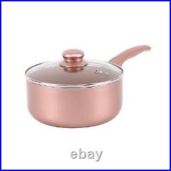 Luxury Cookware Pan Set of 8 Pans Casserole Rose Pink Durable Non-stick All Hobs