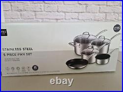 M&S Stainless Steel 5 Piece Pan Set New Sealed