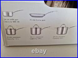 M&S Stainless Steel 5 Piece Pan Set New Sealed