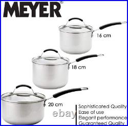 Meyer Stainless Steel Pan Set of 5 Induction Hob Suitable Pots and Pans Set w