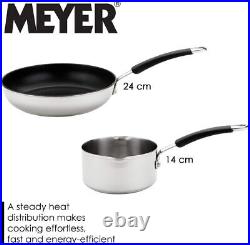 Meyer Stainless Steel Pan Set of 5 Induction Hob Suitable Pots and Pans Set w