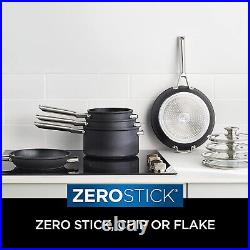 New Ninja ZEROSTICK Stackable Cookware 5-Piece Pan Set Grey Oven safe Glass Lid
