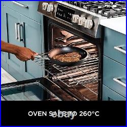 New Ninja ZEROSTICK Stackable Cookware 5-Piece Pan Set Grey Oven safe Glass Lid