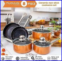 Non-Stick Pots Induction Hob Pots Set 8pcs Kitchen Cookware with Lids Nuovva