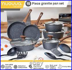 Non Stick Pots and Pans Set Induction Hob 15pcs 15pcs, Marble