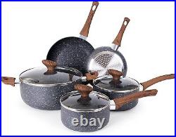 Non Stick Pots and Pans Set Induction Hob Pot 8pcs 8pcs, Marble