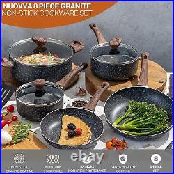 Non Stick Pots and Pans Set Induction Hob Pot 8pcs 8pcs, Marble