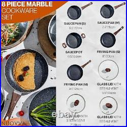 Non Stick Pots and Pans Set Induction Hob Pot 8pcs 8pcs, Marble