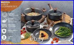 Non Stick Pots and Pans Set Induction Hob Pot Set 8pcs Kitchen Cookware with