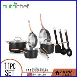 Nutrichef Cookware Set 11-Piece Non-Stick Stainless Steel Pot Pan Set PFOA Free