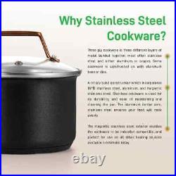 Nutrichef Cookware Set 11-Piece Non-Stick Stainless Steel Pot Pan Set PFOA Free