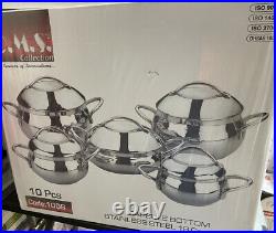 OMS 10pc Professional Catering Gold Stock Pot Casserole Set 18/10 S/Steel 1010