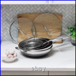 PRO STEEL Fusion 7 Piece Cookware Set. Frying pans, Wok. Oven Safe