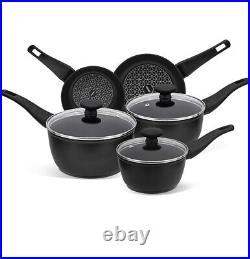 Prestige Eco Non-Stick Pan Set (black), Set of 5 Pieces With Heat Indicators