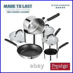 Prestige Made to Last Cookware Set, Stainless Steel, Straining Lids, Induction