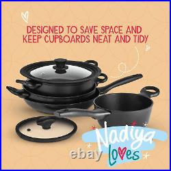 Prestige Stackable Pots and Pans Set, Non Stick Induction Dishwasher Safe, 4 Pce