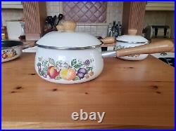 Rare Johnson Brothers Swan Fresh Fruit Set Of 3 Saucepans Lids & Frying Pan